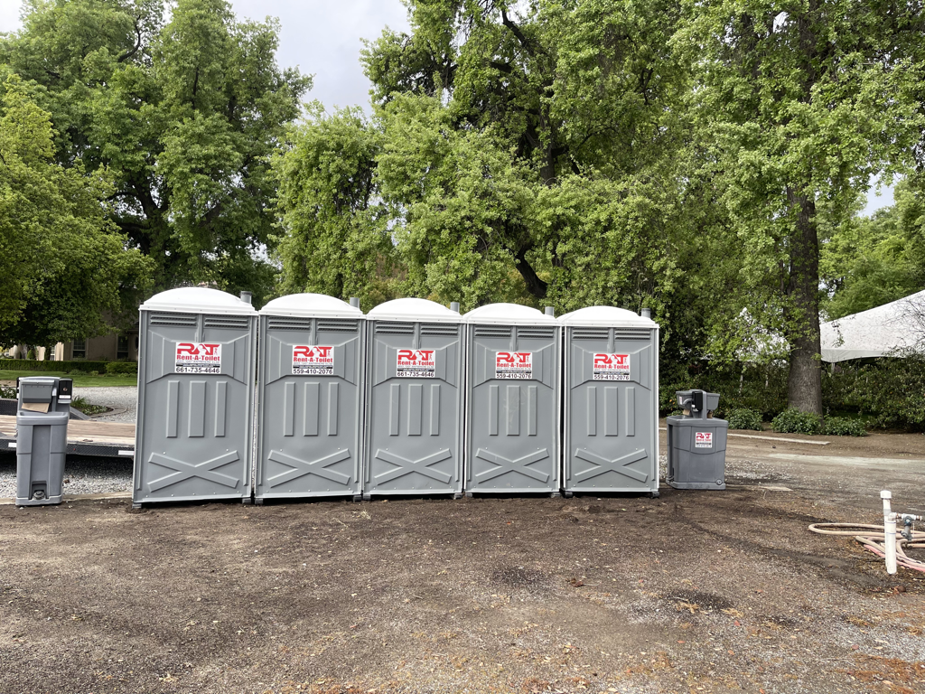 Picture of a row of portable toilets 